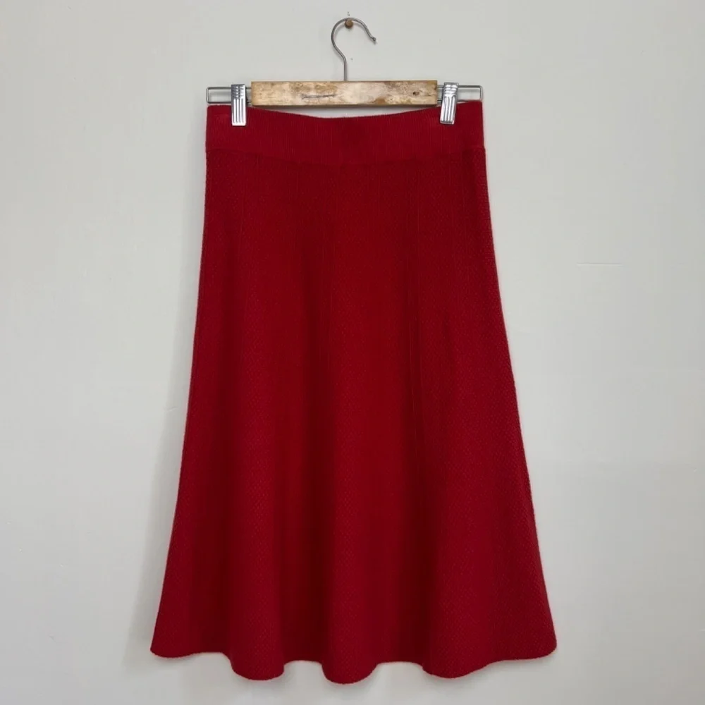 NEW ANN TAYLOR Flare High Waist Burgundy‎ Knit Sweater Skirt XS